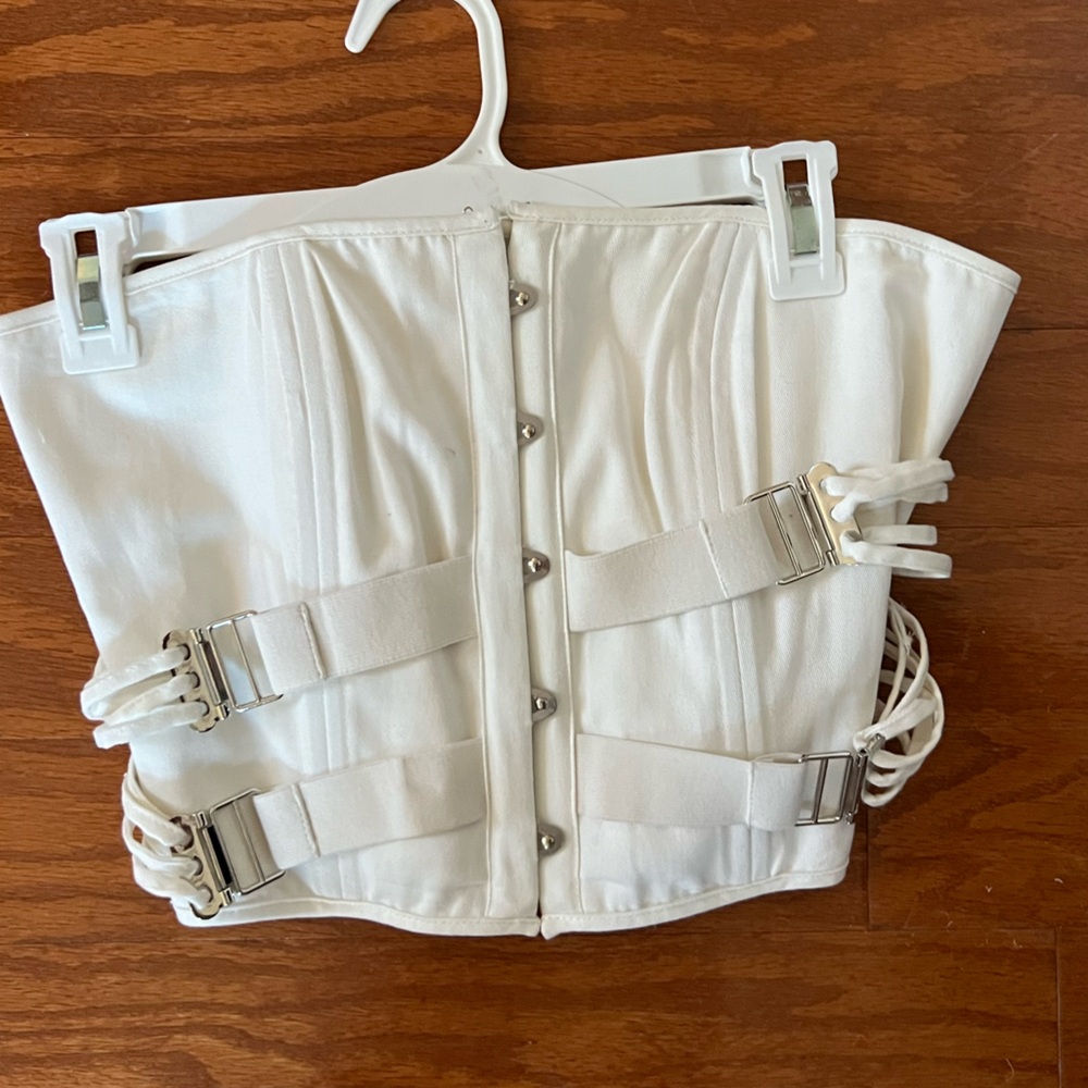 With Jean White Corset Top
